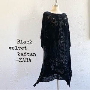 Black velvet kaftan with sheer cutouts by ZARA sz M